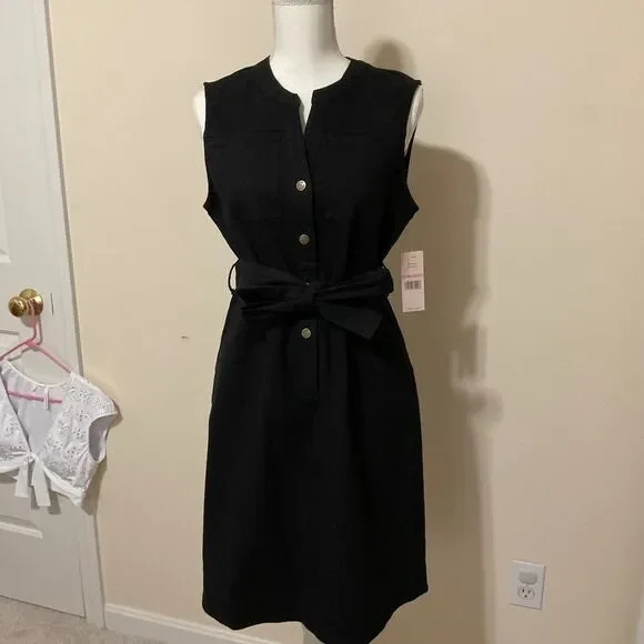 Nanette Lepore Sleeveless Denim Button Down Mini Dress Black Size 10 - Picture 4 of 10